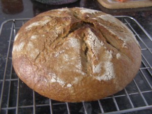 Home-made bread, fresh from the oven, first attempt.